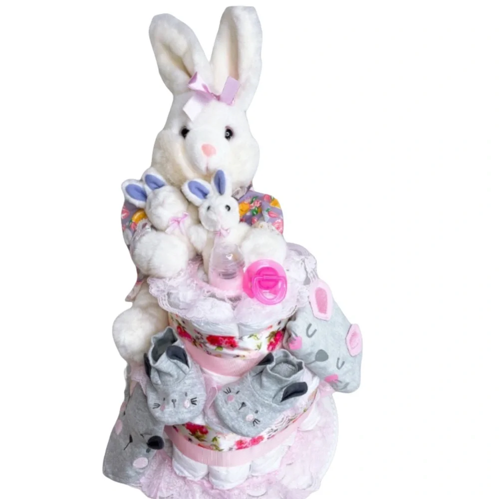 Bunny Diaper Cake, Easter Diaper Cake